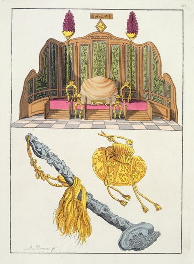 Throne of a Chinese Emperor, Yo-yo Sceptre and Cap, Illustration from 